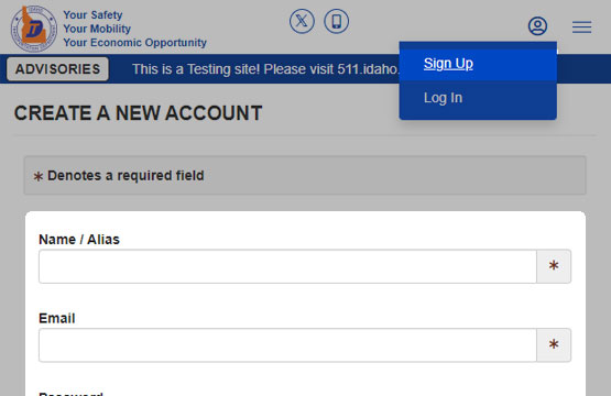 Signing up with Idaho 511